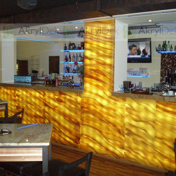Backlit Onyx bar facing